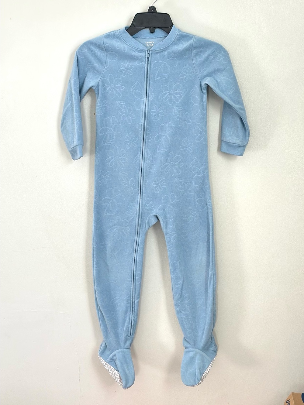 Carter’s Girls 5T Blue Floral Footed Fleece Pajamas Sleeper